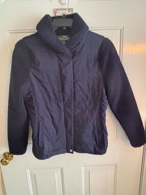 Ralph Lauren Navy Fleece-Trim Quilted-Front Jacket